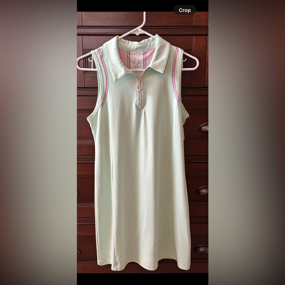 RBX Athletic tank dress lime green with Pink Trim NWT size S